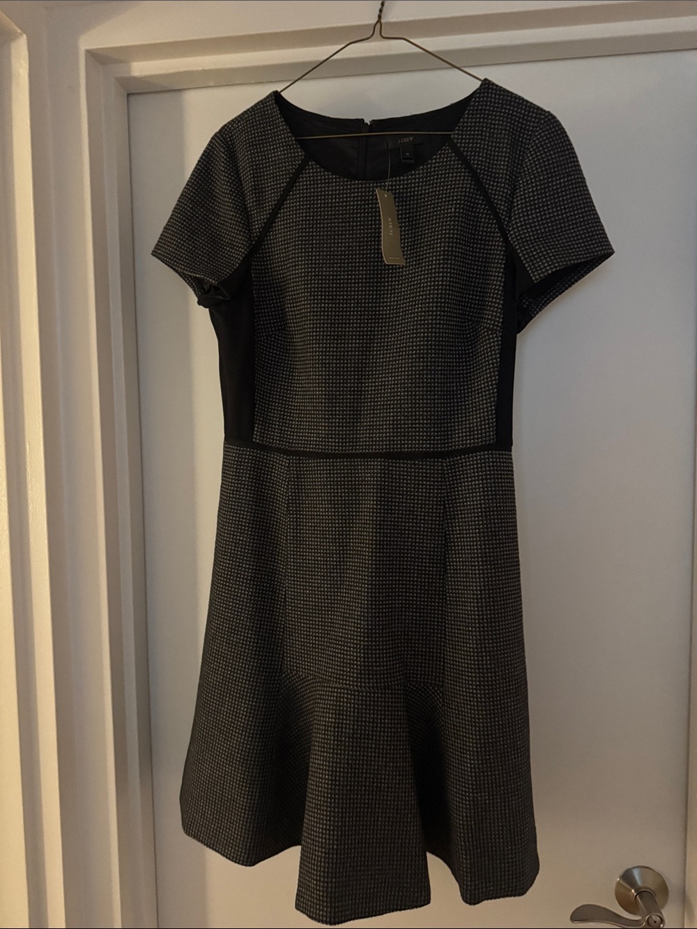 J. Crew Black Textured Fit-and-Flare Mini Dress